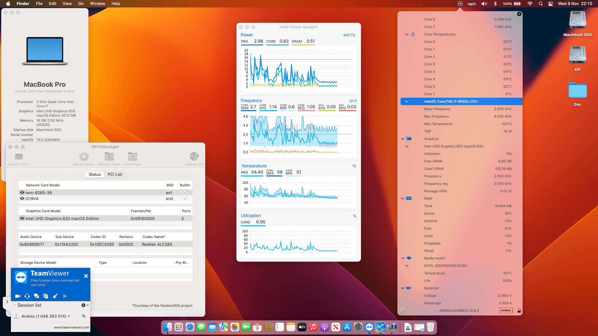 Success Hackintosh macOS Ventura 13.0 Build 22A380 in Lenovo Thinkpad X1 Carbon 6th Gen